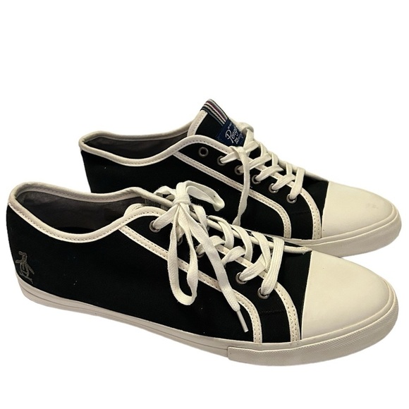 ORIGINAL PENGUIN Mick Canvas Men’s Lace Up Sneakers Size 11 Black and White - Picture 1 of 9
